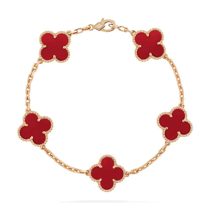 [Valéa jewellery]CLOVER 5 MOTIFS RED AGATE  BRACELET