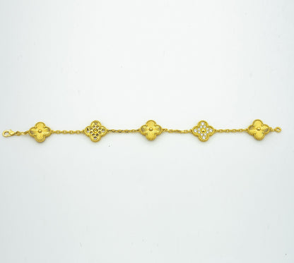 [Valéa jewellery]CLOVER BRACELET 5 MOTIFS GOLD DIAMOND