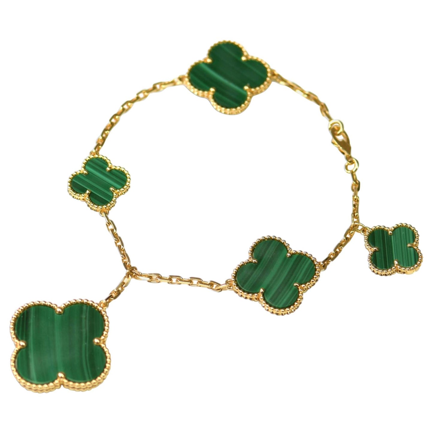 [Valéa jewellery]MAGIC CLOVER MALACHITE GOLD BRACELET 5 MOTIFS