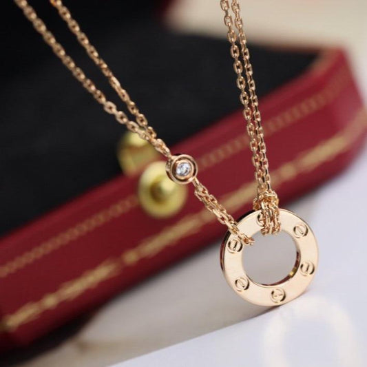 [Valéa jewellery]LOVE NECKLACE ADJUSTABLE ROSE GOLD 2 DIAMOND