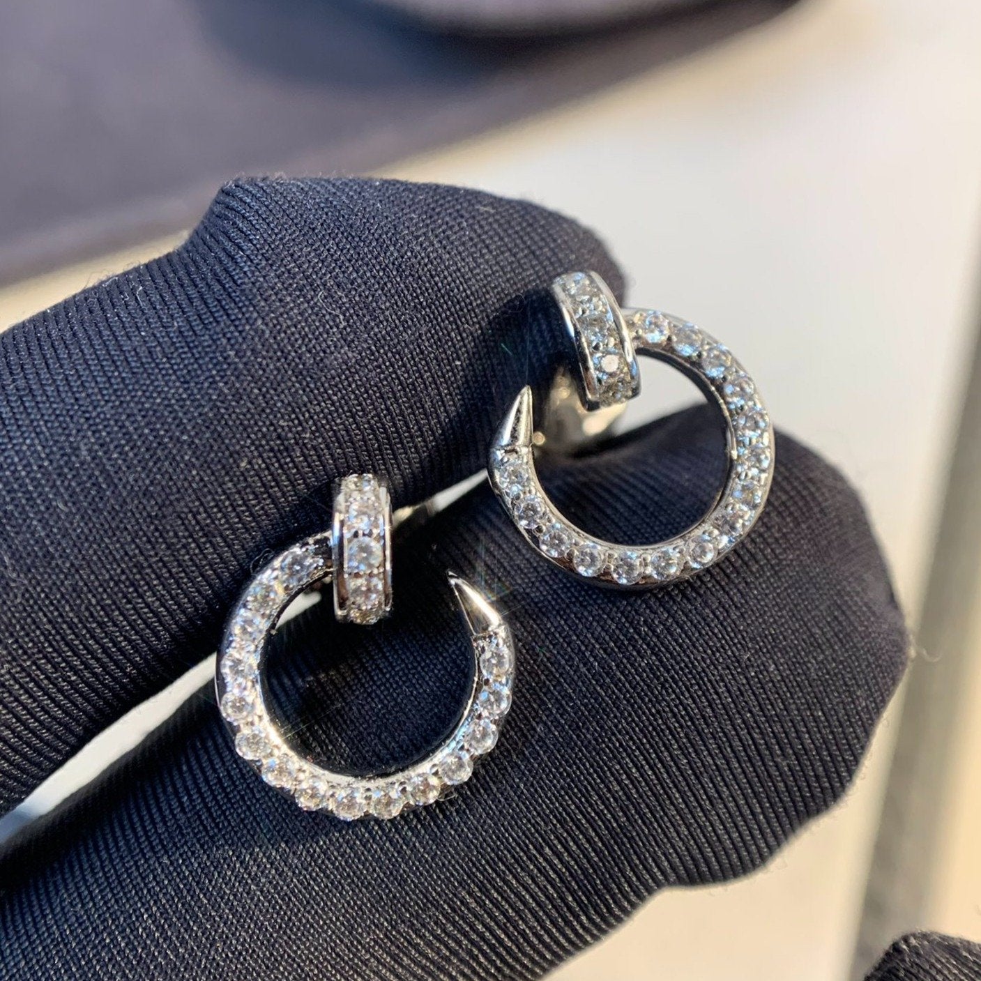 [Valéa jewellery]JUSTE EARRINGS SILVER DIAMONDS