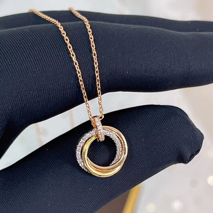 [valéa jewellery]TRINITY NECKLACE SILVER GOLD PINK GOLD DIAMONDS