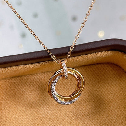 [valéa jewellery]TRINITY NECKLACE SILVER GOLD PINK GOLD DIAMONDS