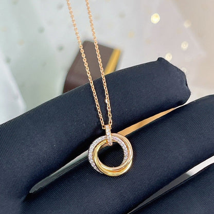 [valéa jewellery]TRINITY NECKLACE SILVER GOLD PINK GOLD DIAMONDS