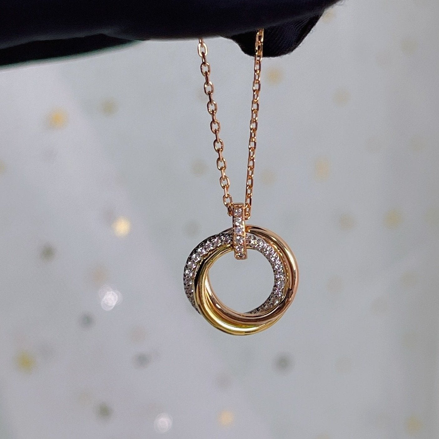 [valéa jewellery]TRINITY NECKLACE SILVER GOLD PINK GOLD DIAMONDS