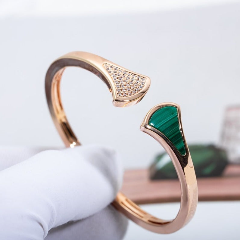 [Valéa jewellery]DREAM BRACELET OPEN MALACHITE PINK GOLD