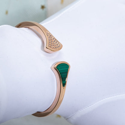 [Valéa jewellery]DREAM BRACELET OPEN MALACHITE PINK GOLD