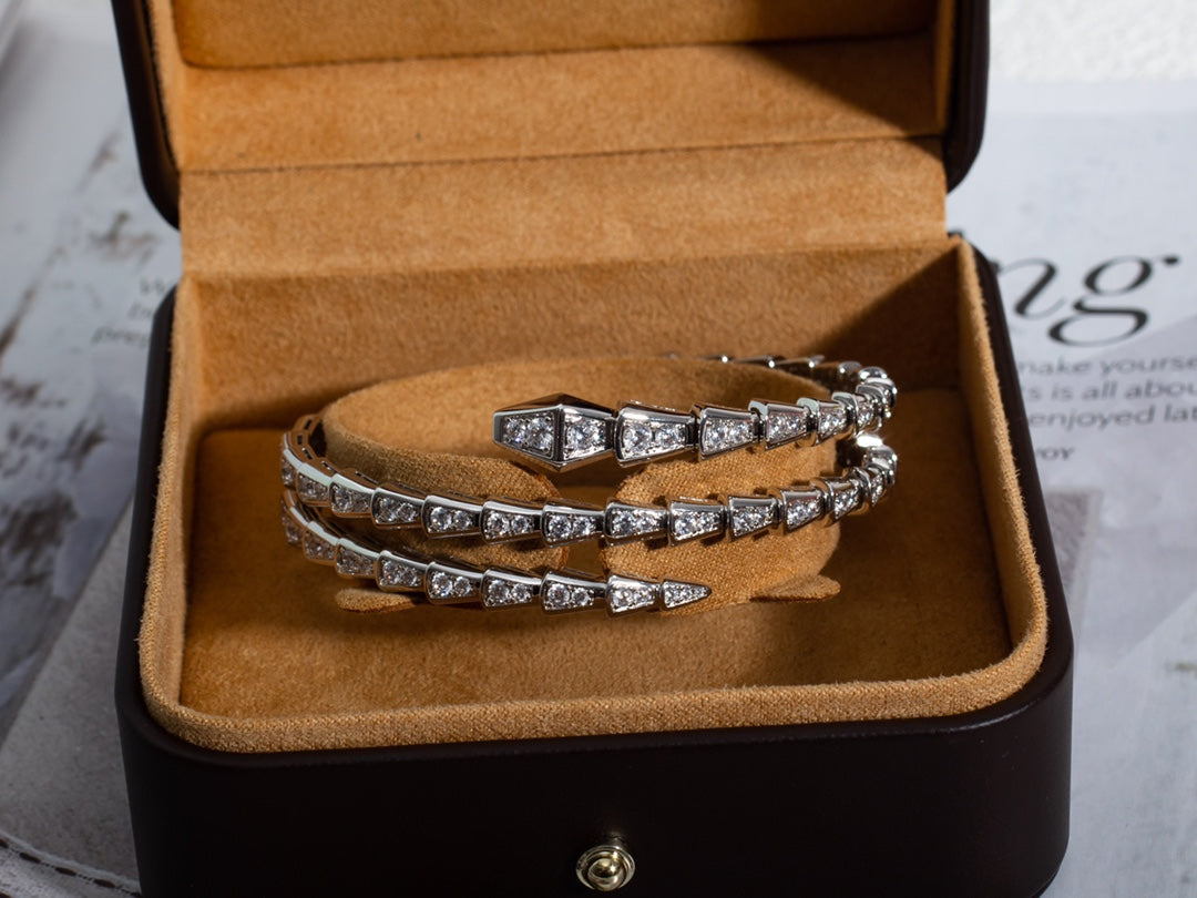 [valéa jewellery]SERPENTI BRACELET SILVER DIAMOND DOUBLE ROW