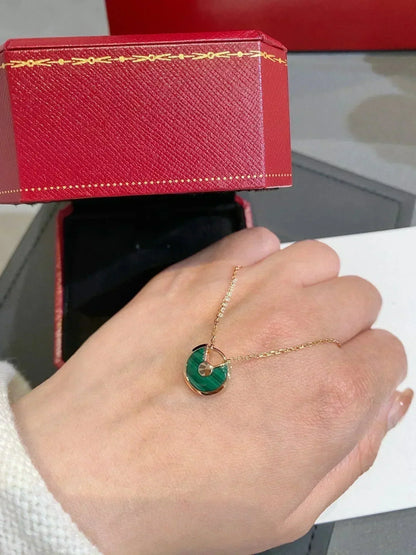 [Valéa jewellery]AMULETTE ROSE GOLD MALACHITE NECKLACE