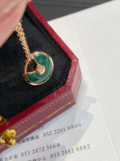 [Valéa jewellery]AMULETTE ROSE GOLD MALACHITE NECKLACE