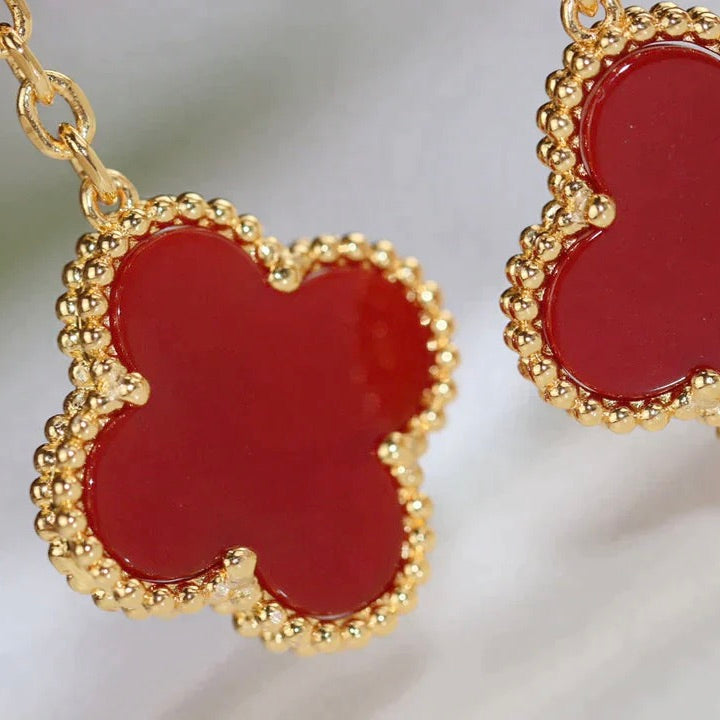 [Valéa jewellery]CLOVER  2 MOTIF  TIGER EYE CARNELIAN EARRINGS