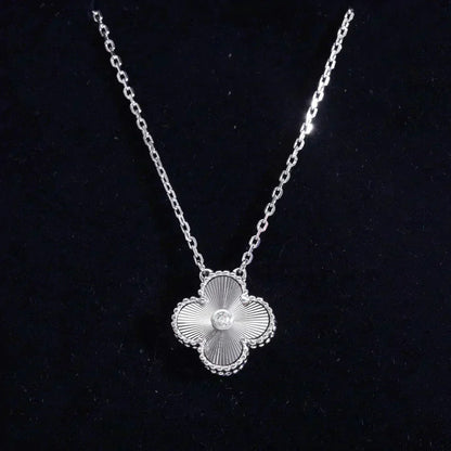 [Valéa jewellery]CLOVER  15MM DIAMOND LASER NECKLACE SILVER