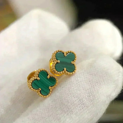 [Valéa jewellery]CLOVER MINI 9.5MM MALACHITE  EARRINGS