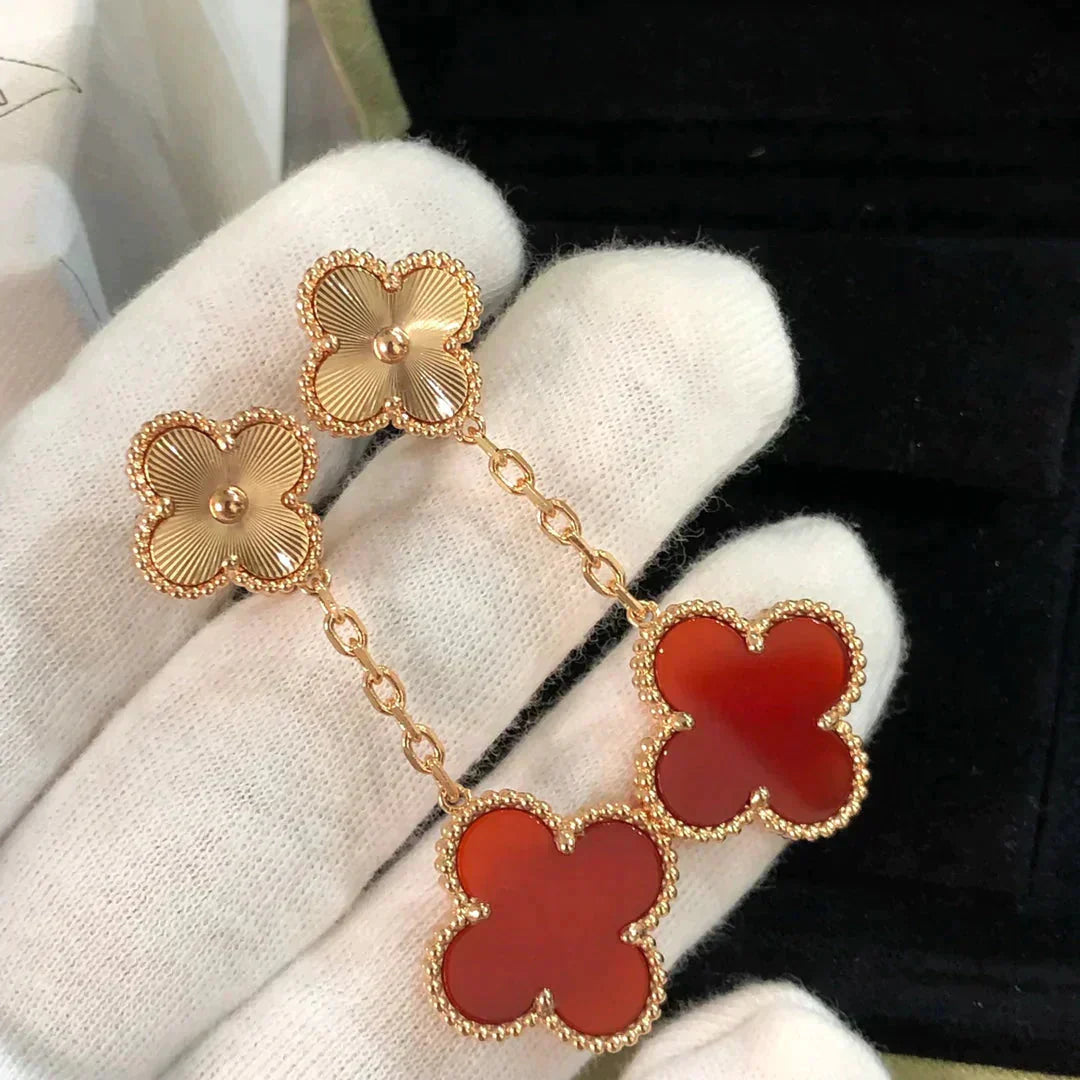 [Valéa jewellery]CLOVER 2 MOTIF  LASER CARNELIAN EARRINGS