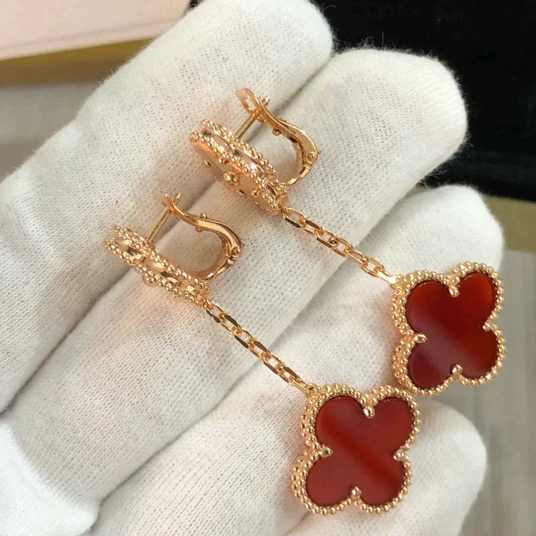 [Valéa jewellery]CLOVER 2 MOTIF  LASER CARNELIAN EARRINGS