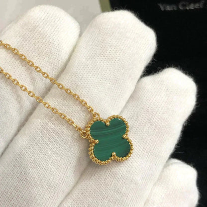 [Valéa jewellery]CLOVER 15MM MALACHITE SINGLE FLOWER  NECKLACE