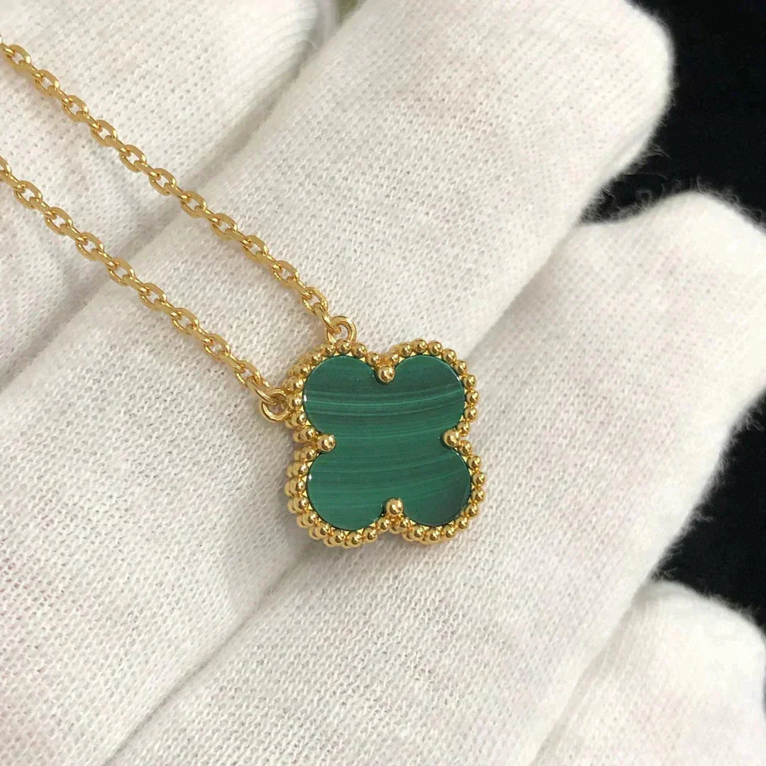 [Valéa jewellery]CLOVER 15MM MALACHITE SINGLE FLOWER  NECKLACE