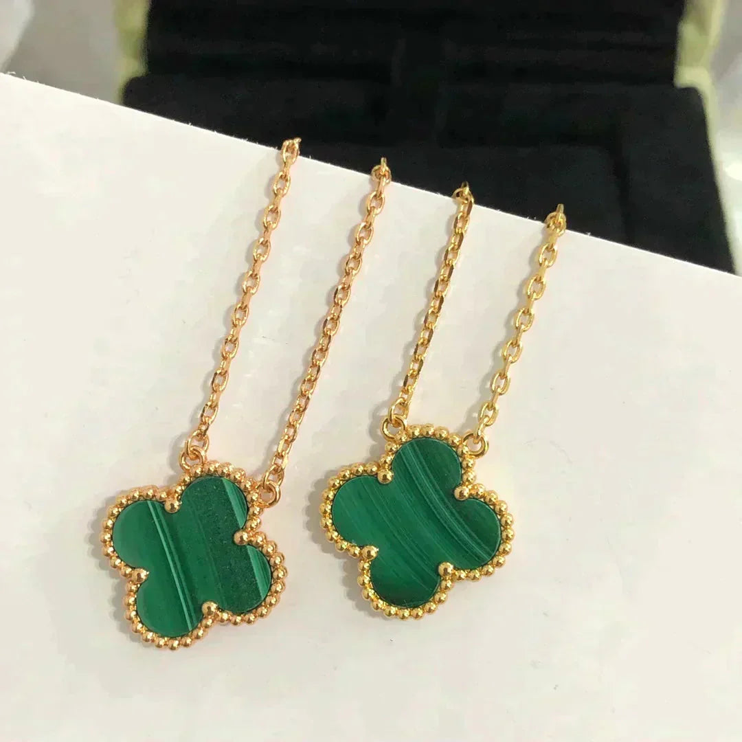 [Valéa jewellery]CLOVER 15MM MALACHITE SINGLE FLOWER  NECKLACE