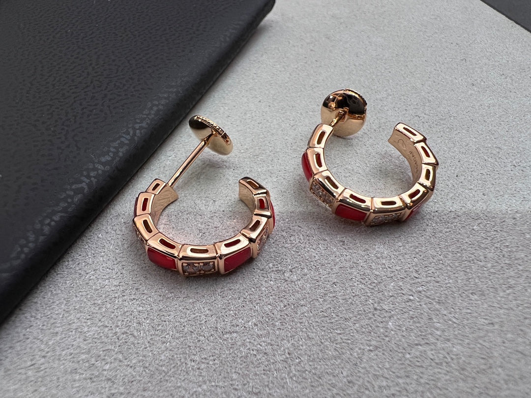 [valéa jewellery]SERPENTI CARNELIAN PINK GOLD EARRINGS