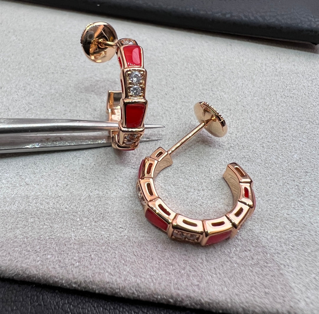 [valéa jewellery]SERPENTI CARNELIAN PINK GOLD EARRINGS