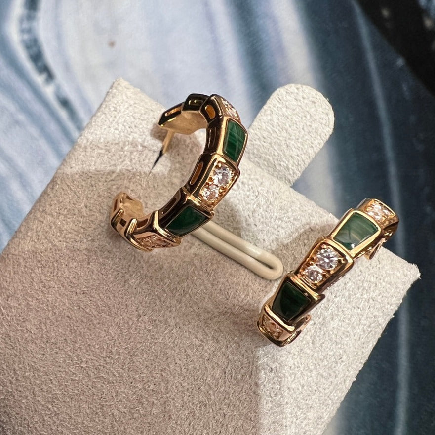 [valéa jewellery]SERPENTI MALACHITE PINK GOLD EARRINGS