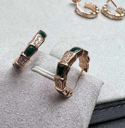 [valéa jewellery]SERPENTI MALACHITE PINK GOLD EARRINGS