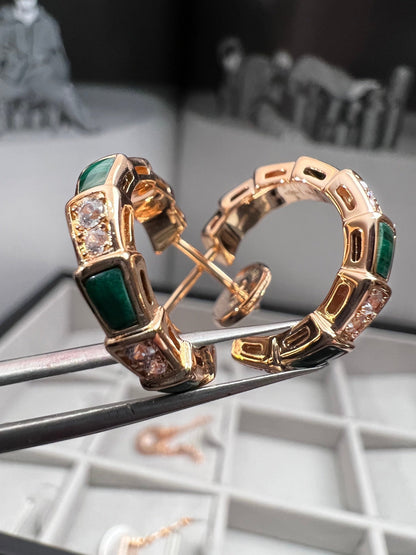 [valéa jewellery]SERPENTI MALACHITE PINK GOLD EARRINGS