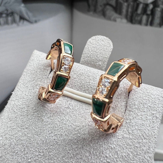 [valéa jewellery]SERPENTI MALACHITE PINK GOLD EARRINGS