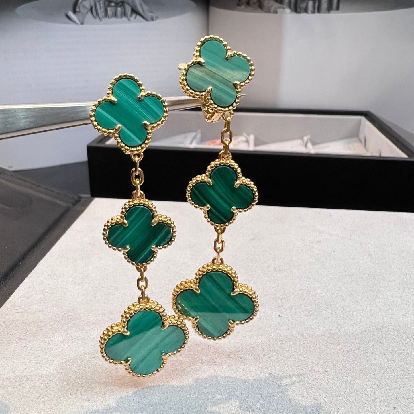 [valéa jewellery]CLOVER MALACHITE 3 MOTIFS GOLD