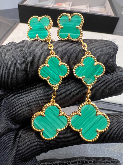 [valéa jewellery]CLOVER MALACHITE 3 MOTIFS GOLD