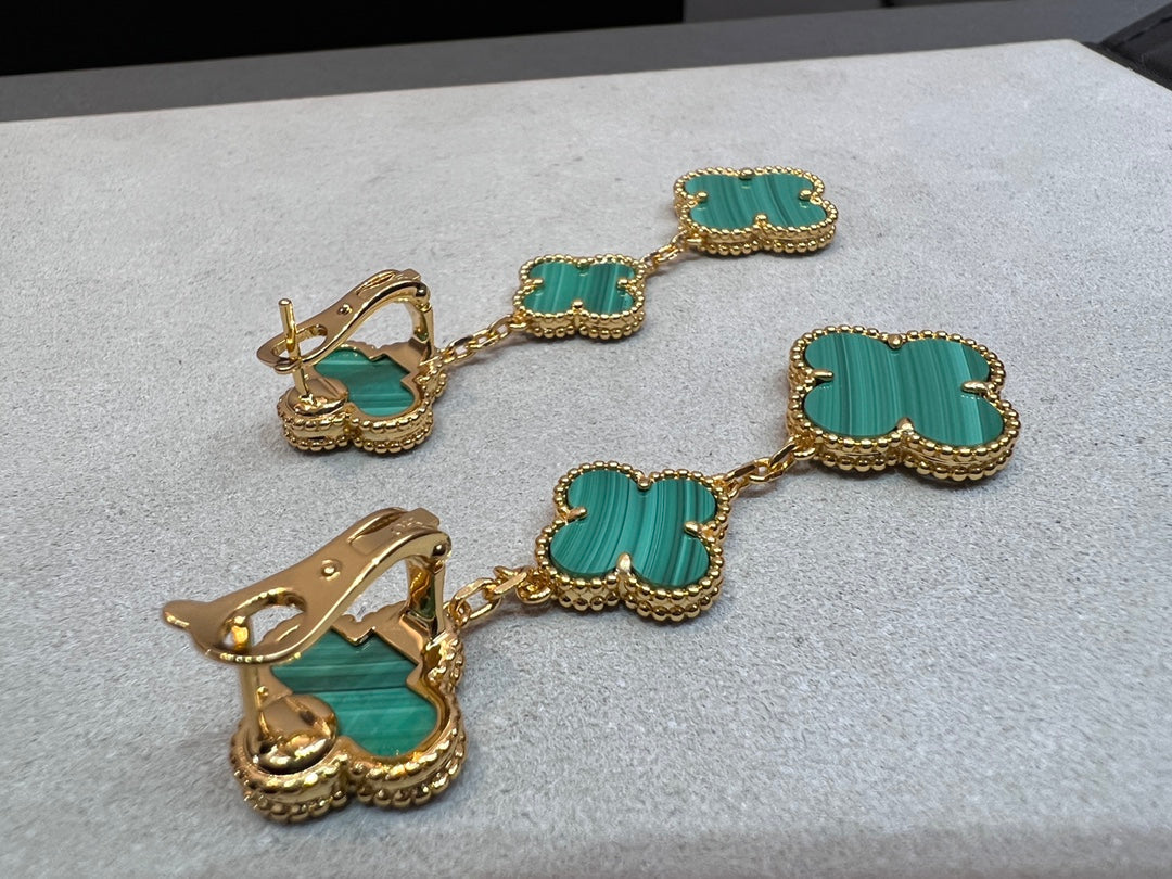 [valéa jewellery]CLOVER MALACHITE 3 MOTIFS GOLD