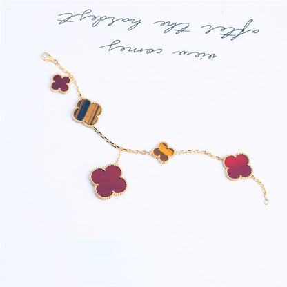 [Valéa jewellery]CLOVER BRACELET 5 MOTIFS CARNELIAN TIGER EYE