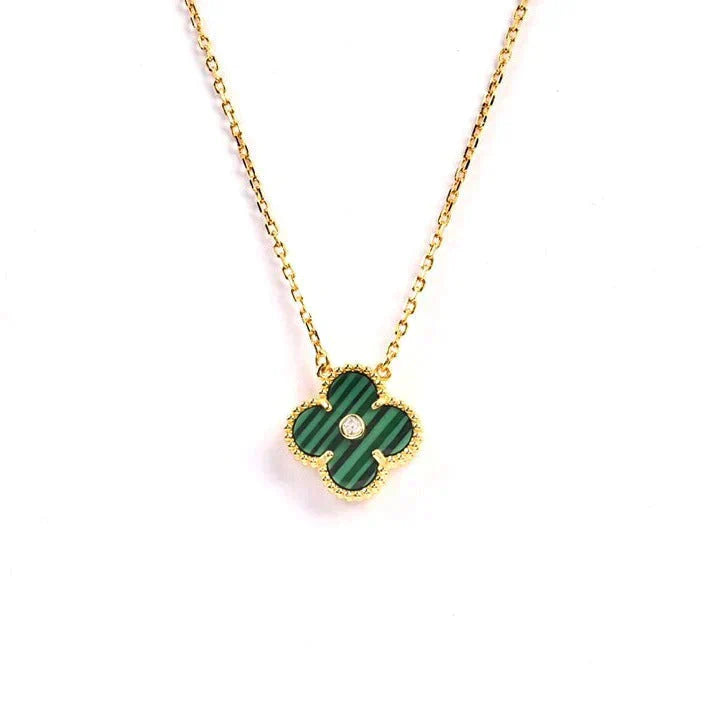 [Valéa jewellery]CLOVER 15MM DIAMOND TURQUOISE NECKLACE