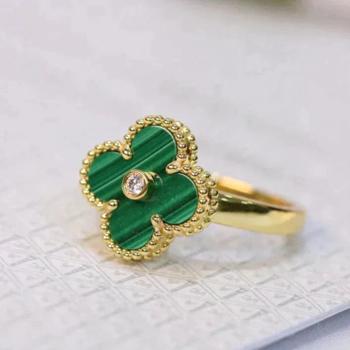 [Valéa jewellery]CLOVER MALACHITE RING GOLD DIAMOND