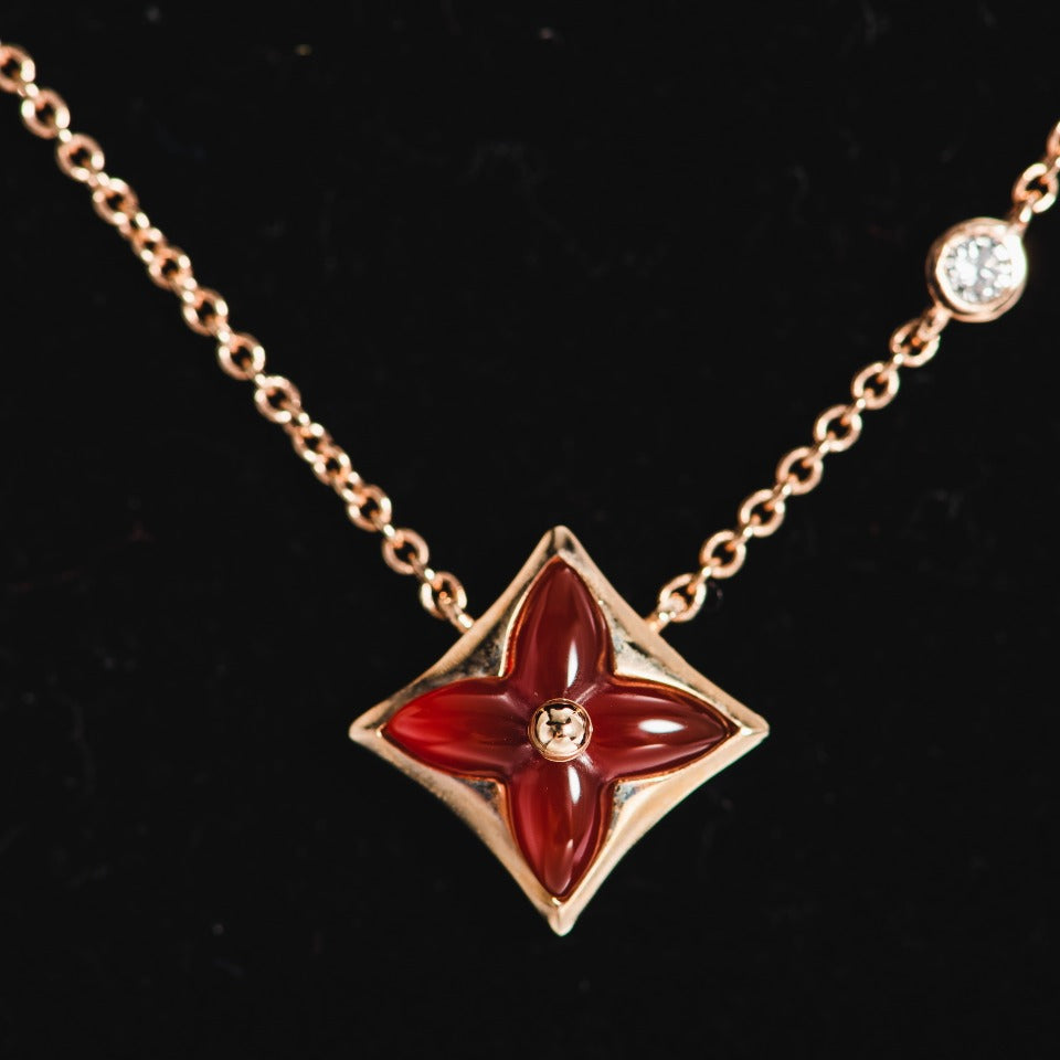 [valéa jewellery]STAR NECKLACE PINK GOLD 1 DIAMOND