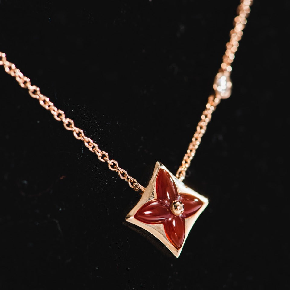 [valéa jewellery]STAR NECKLACE PINK GOLD 1 DIAMOND