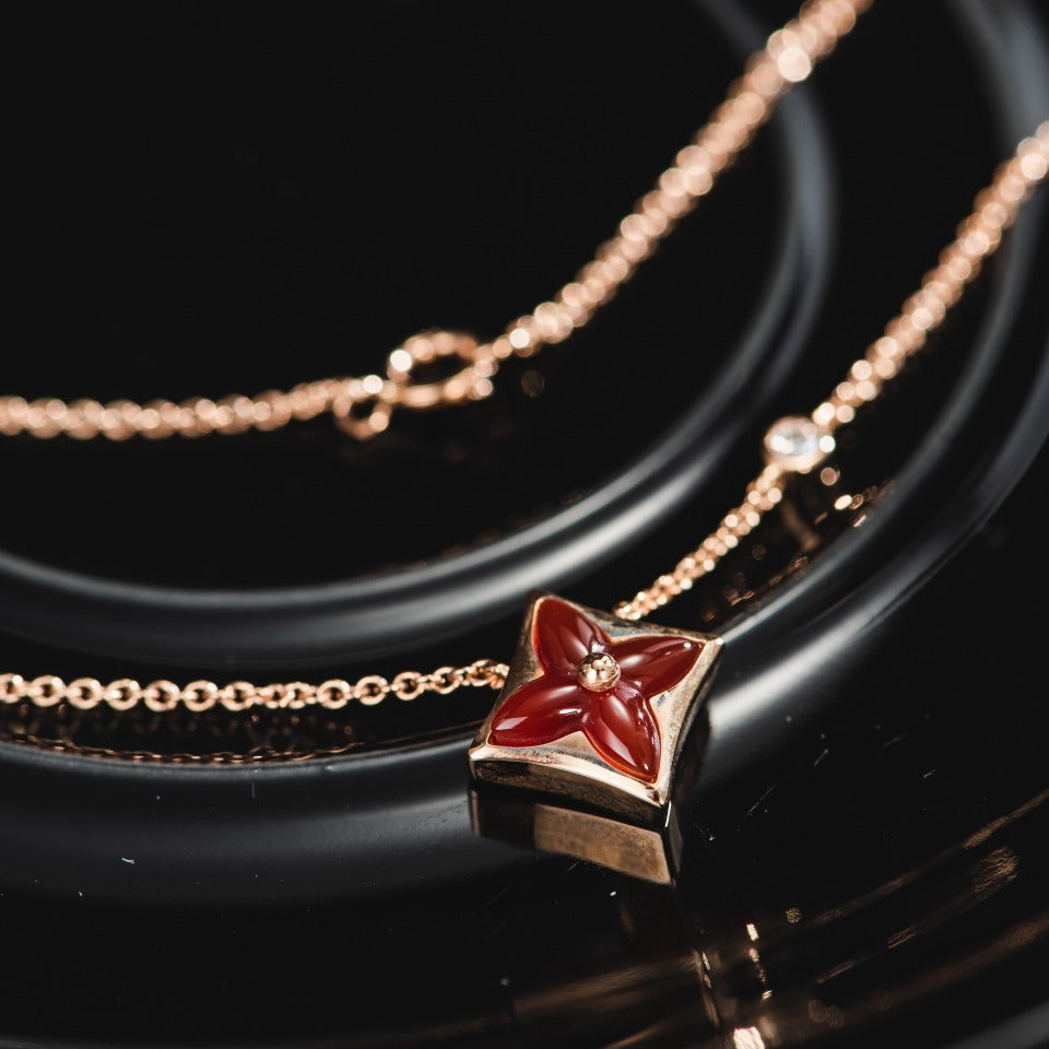 [valéa jewellery]STAR NECKLACE PINK GOLD 1 DIAMOND