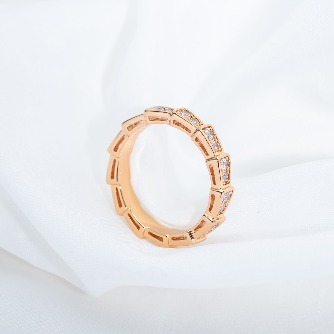 [valéa jewellery]SERPENTI RING PINK GOLD DIAMOND PAVED 3MM