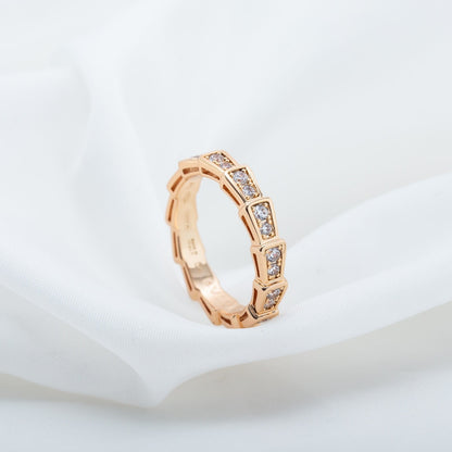 [valéa jewellery]SERPENTI RING PINK GOLD DIAMOND PAVED 3MM