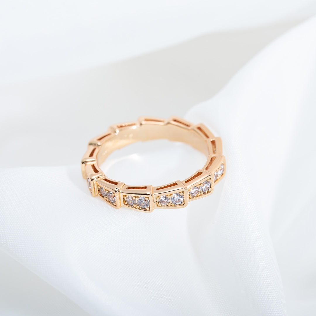 [valéa jewellery]SERPENTI RING PINK GOLD DIAMOND PAVED 3MM