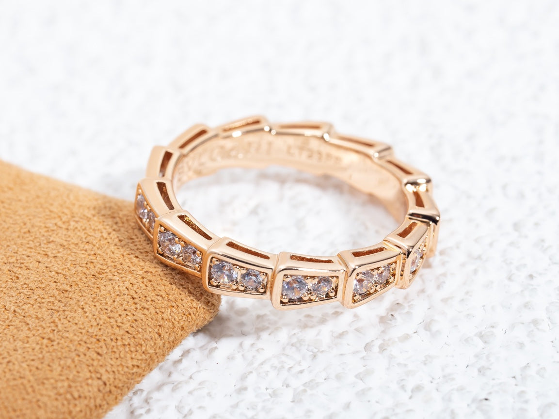 [valéa jewellery]SERPENTI RING PINK GOLD DIAMOND PAVED 3MM