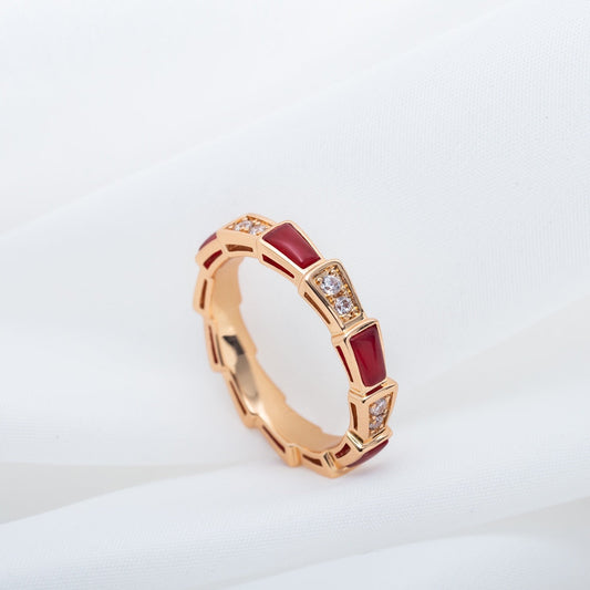 [valéa jewellery]SERPENTI RING PINK GOLD CARNELIAN DIAMOND 3MM