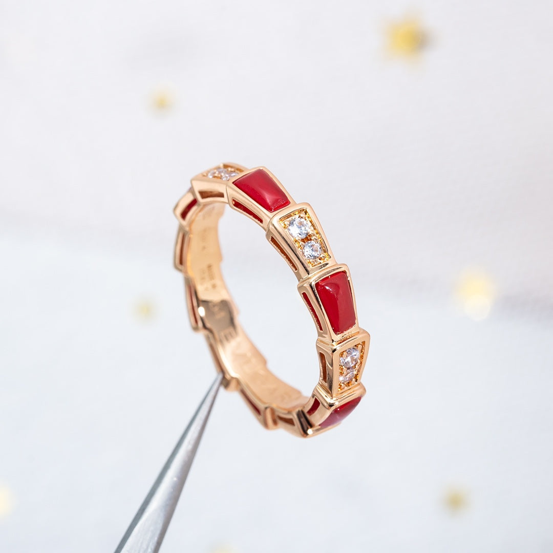 [valéa jewellery]SERPENTI RING PINK GOLD CARNELIAN DIAMOND 3MM