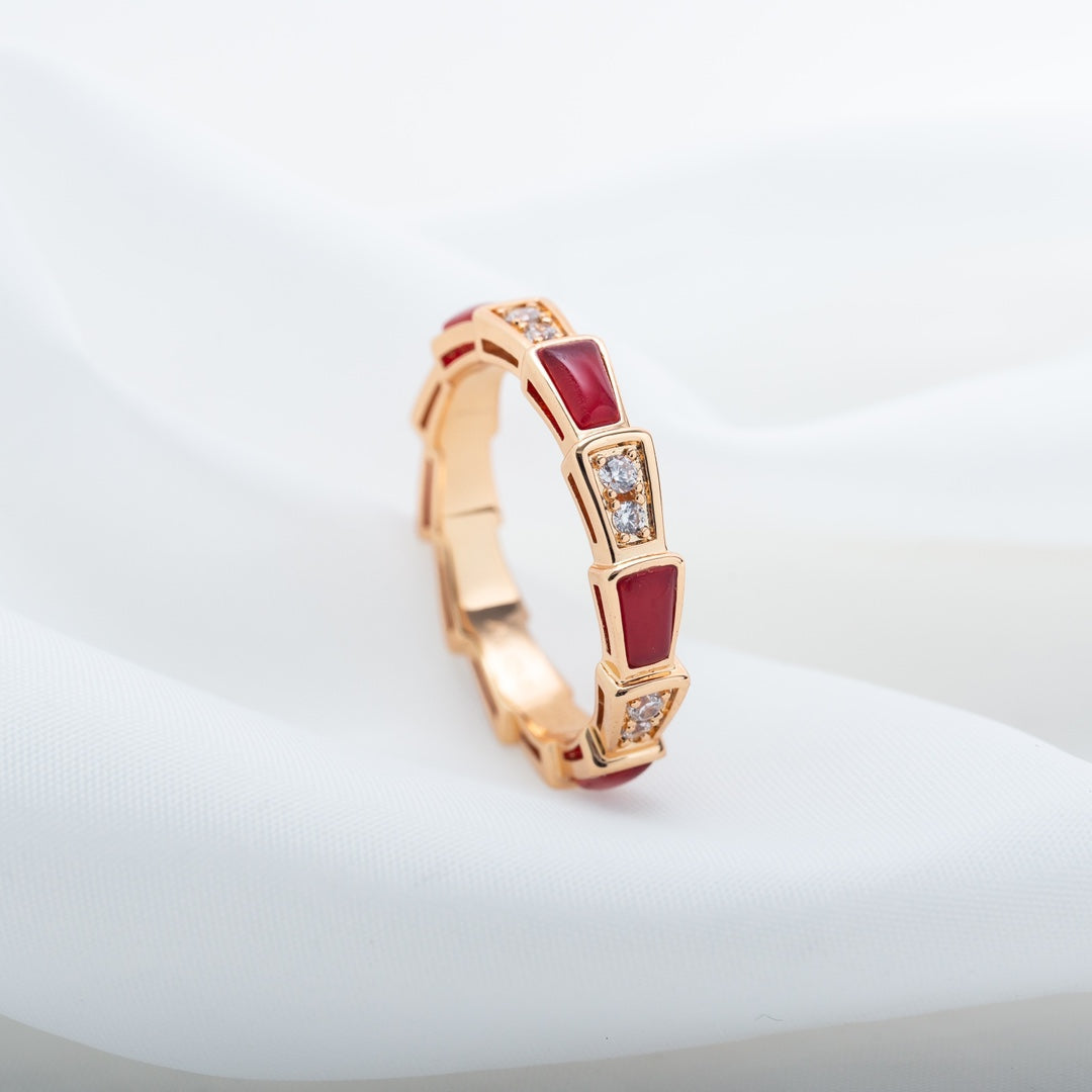 [valéa jewellery]SERPENTI RING PINK GOLD CARNELIAN DIAMOND 3MM