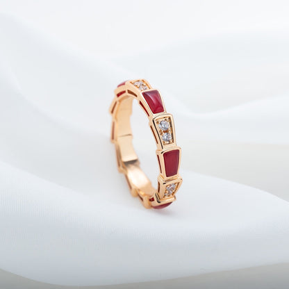 [valéa jewellery]SERPENTI RING PINK GOLD CARNELIAN DIAMOND 3MM