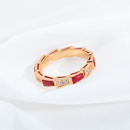 [valéa jewellery]SERPENTI RING PINK GOLD CARNELIAN DIAMOND 3MM