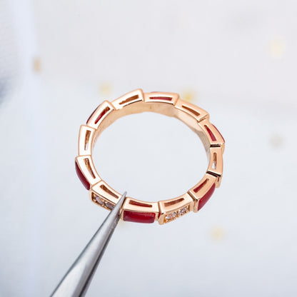 [valéa jewellery]SERPENTI RING PINK GOLD CARNELIAN DIAMOND 3MM