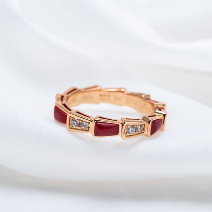 [valéa jewellery]SERPENTI RING PINK GOLD CARNELIAN DIAMOND 3MM