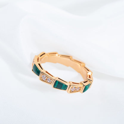 [valéa jewellery]SERPENTI RING PINK GOLD MALACHITE DIAMOND 3MM