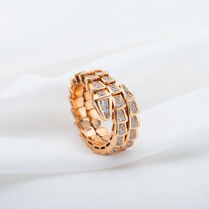 [valéa jewellery]SERPENTI RING PINK GOLD DIAMOND DOUBLE ROW